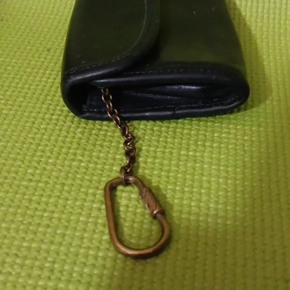 VINTAGE COACH BLACK LEATHER MULTI-FUNCTION KEY CASE PURSE COIN CARD WALLET Sleek - Picture 3 of 8